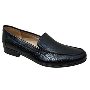LifeStride Soft System Black Faux Croc Embossed Loafers Women’s Size 8M